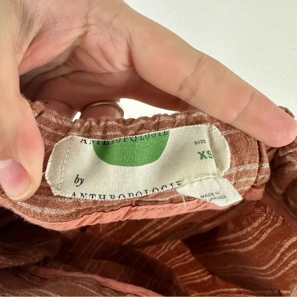 Anthropologie Terracotta Orange Striped Seashore Beach Linen Cotton Pants XS - Picture 5 of 8